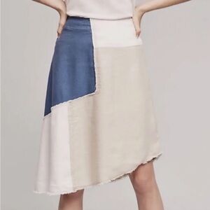 Anthropologie Holding Horses Patchwork Colorblock Linen Skirt